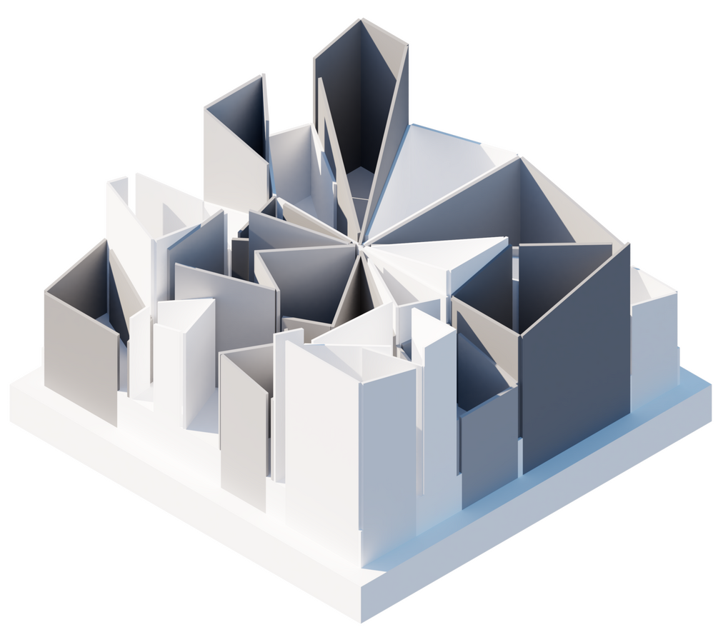 abstraktní model vycházející z urbanistické situace města Paříž, zadání v rámci cvičení výtvarné tvorby